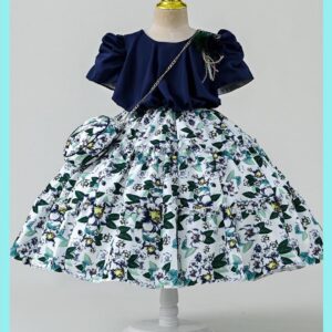 فستان بنات صيفي (أزرق)  5سنة الى 9 سنوات