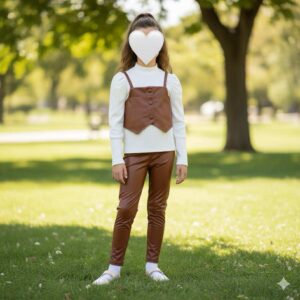 بدلة بنات جلد 3 قطع (قهوي) من 2سنة الي 7سنوات