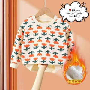 بلوزه بنات شتوية (ورد) من 1سنة الي 12سنوات
