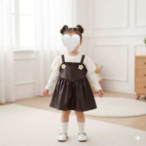 فستان جلد (بني غامق)من سنة الى4 سنوات