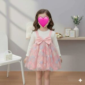 فستان كِم (وردي ) من سنة ونصف الى 6سنوات