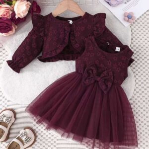 فستان مع جاكيت (عِنابي)6 شهور الى 3 سنوات