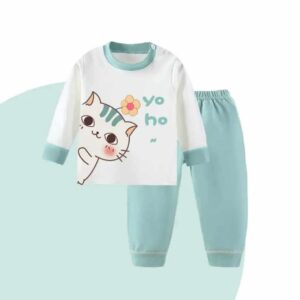 بيجامة بنات خريفيه قط (من 6-9 شهور الي 6 سنورات )