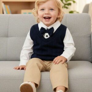 بدلة ازرق كحلي ثلاث قطع (9-12شهر)