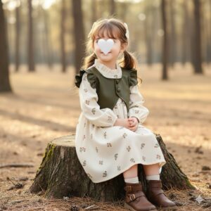 فستان صدريه جلد اخضر(سنه الى 3سنوات ونص)