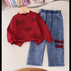 بدلة عنابي سروال تجيني(2-3سنةالي7سنوات)