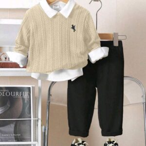 بدلة بيج قطعتين (من9-12شهر الى 2-3سنوات)