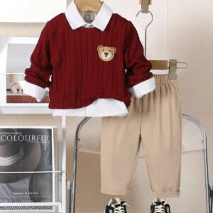 بدلة عنابية (من 9-12شهر الى 2-3سنوات)