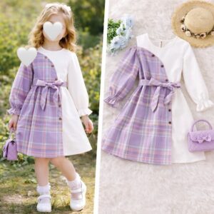 فستان موف قطعتين (4سنوات الى 7سنوات)