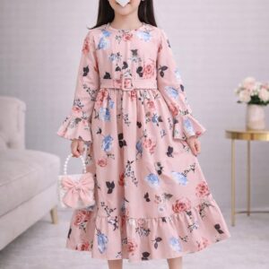 قفطان لون وردي(من8سنوات الي 12سنة)