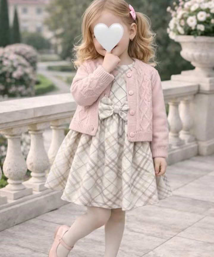 فستان بنات شتوي وردي 3 قطع (من 9 شهور إلى سنتين) - الصورة 1
